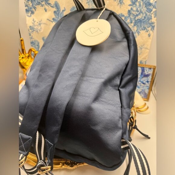 🆕 SEE BY CHLOE 🧿 NWT Cactus and Logo-Embroidered Satin Backpack in Navy - Picture 10 of 15
